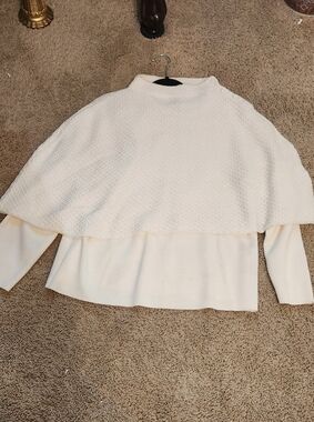 2pc Dialogue Cream Layered Knit Cape Sweater